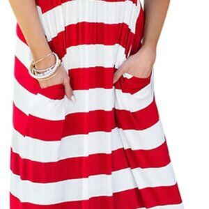 Womens American Flag Maxi Dress Sleeveless 4th of July Patriotic Summer